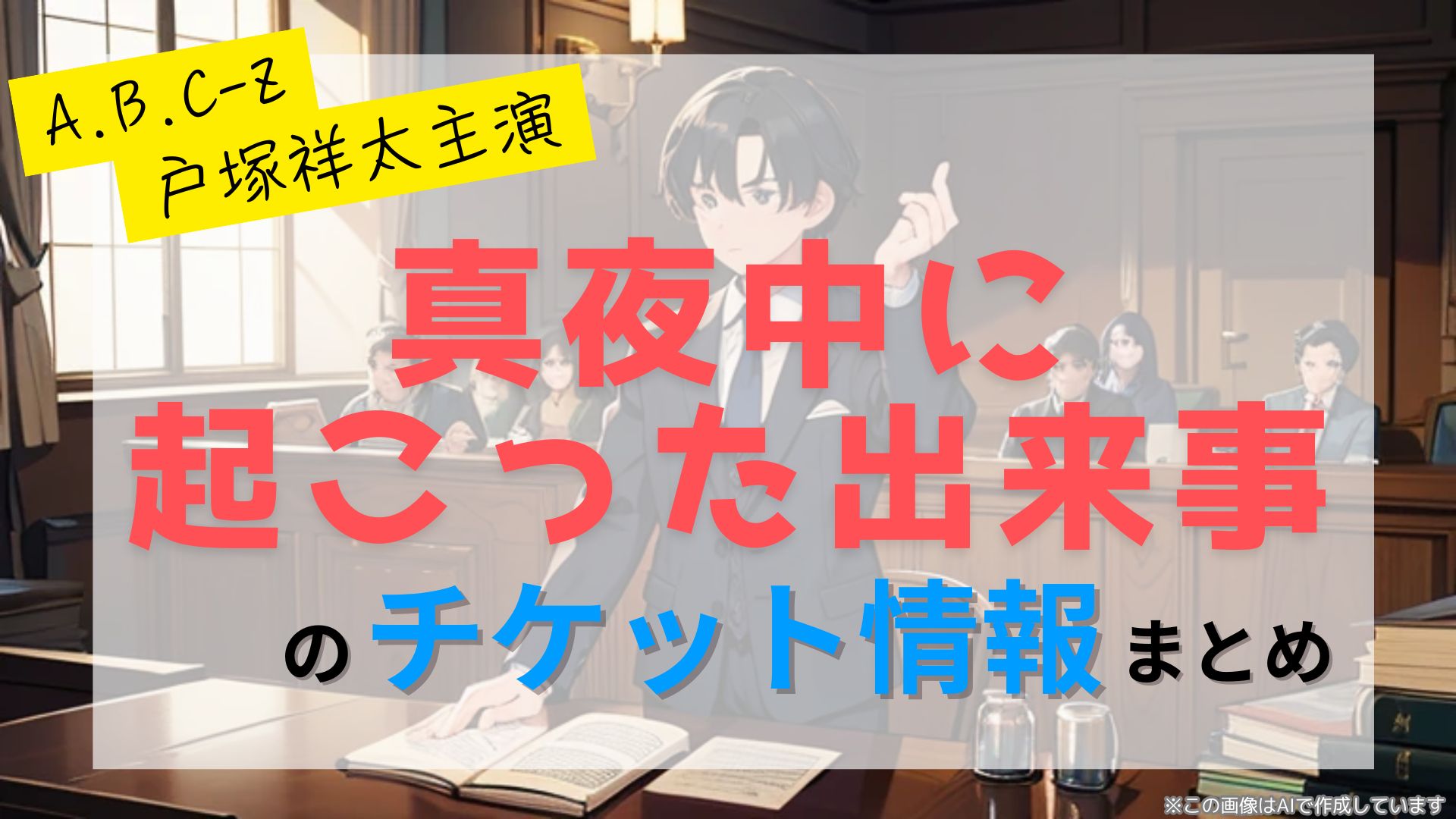 戸塚祥太出演の舞台「真夜中に起こった出来事」のチケット情報！FC先行・カード枠・一般販売はいつ？