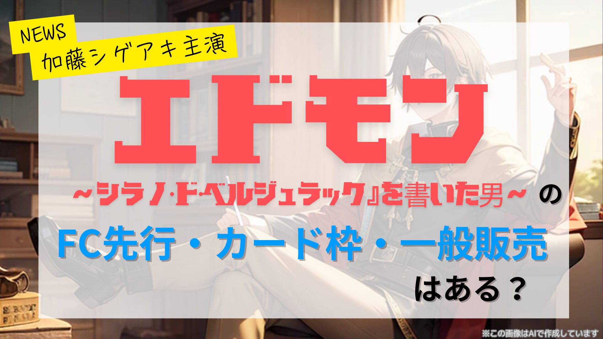 【加藤シゲアキ出演】エドモン　チケット情報まとめ