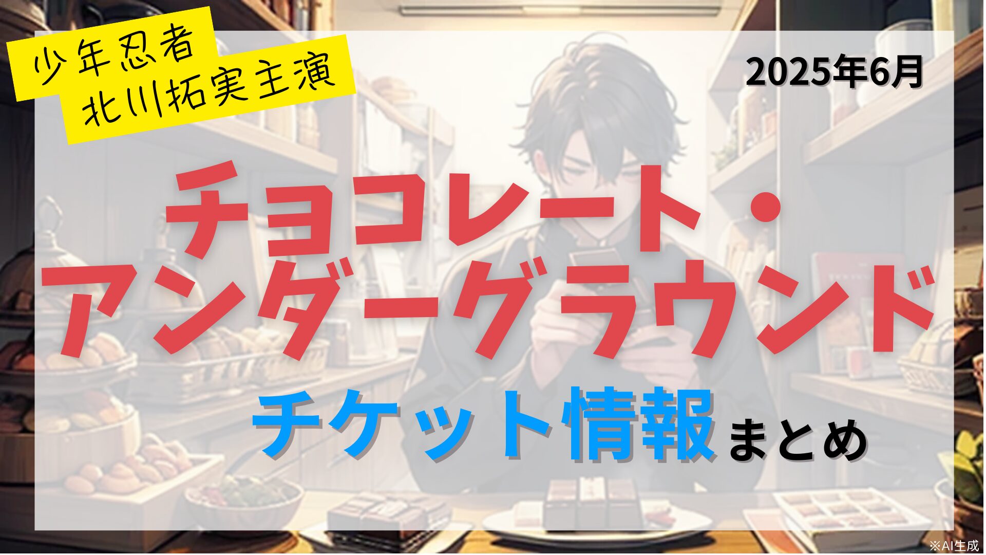 【北川拓実主演】舞台「チョコレート・アンダーグラウンド」のFC先行・カード枠・一般販売のチケット情報まとめ