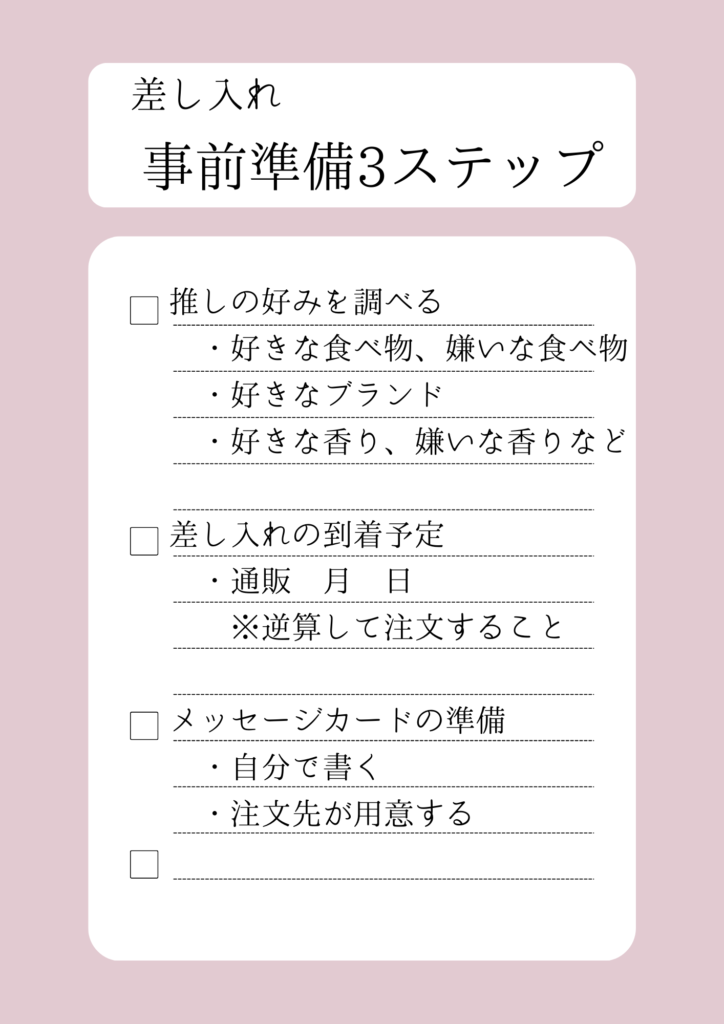 差し入れの事前準備3ステップチェックリスト