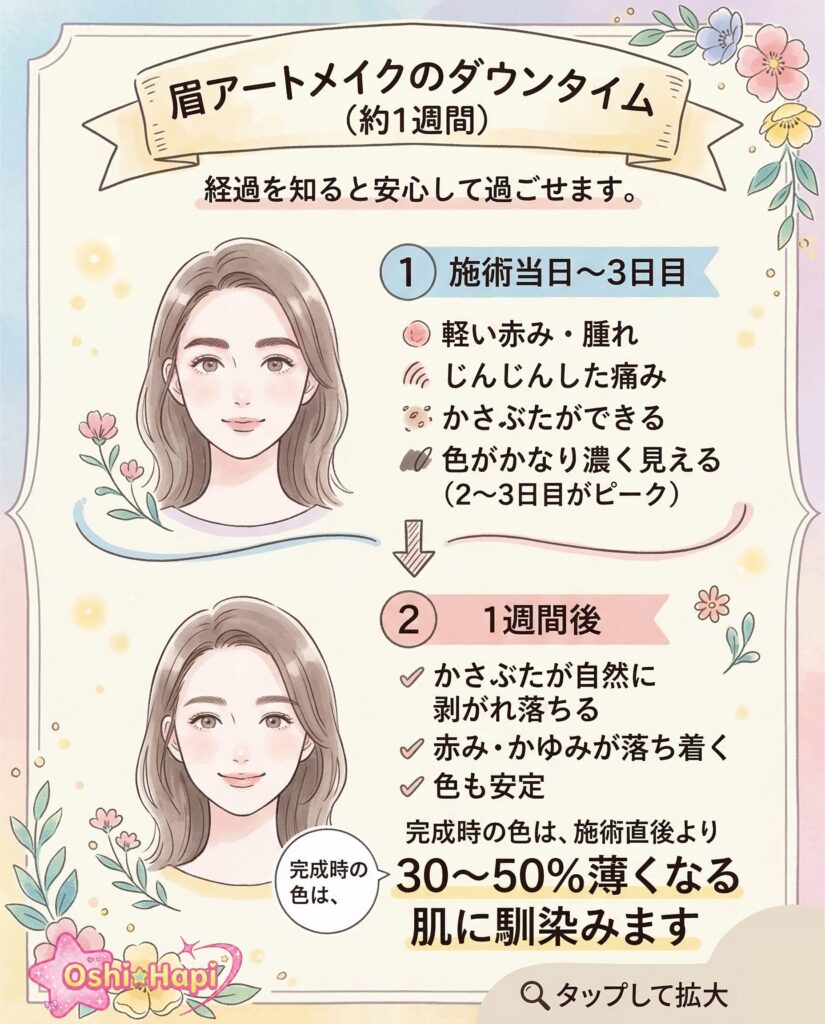 眉アートメイクのダウンタイムはどれくらい？