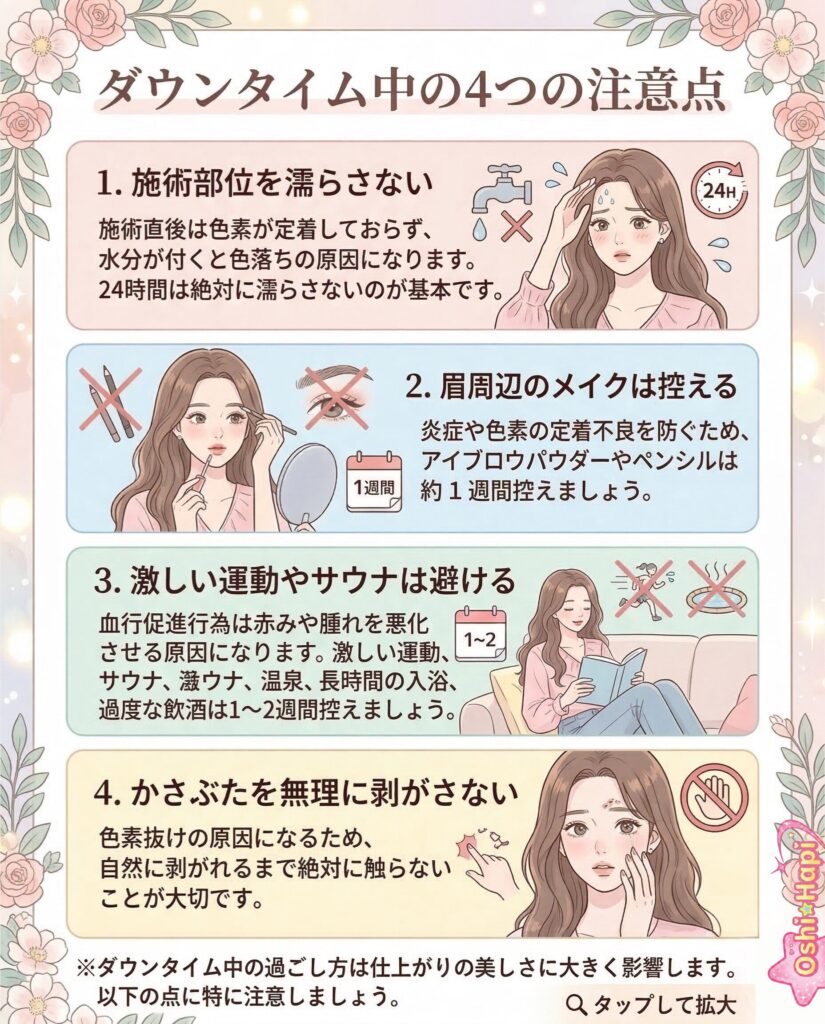 ダウンタイム中の4つの注意点