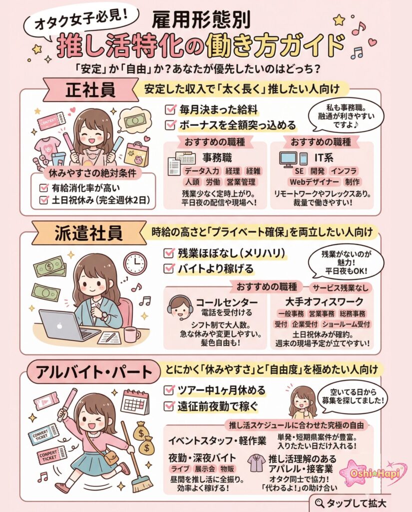 【雇用形態別】オタクに向いてる仕事・休みやすい仕事