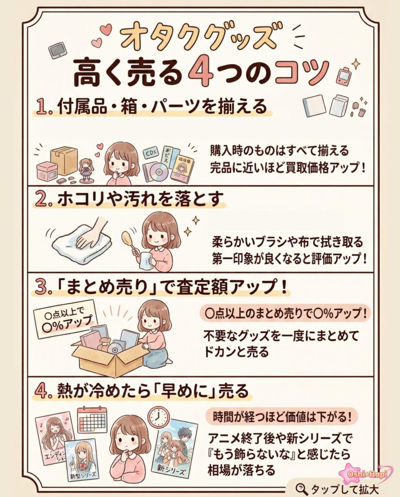 オタクグッズを少しでも高く売るための4つのコツ