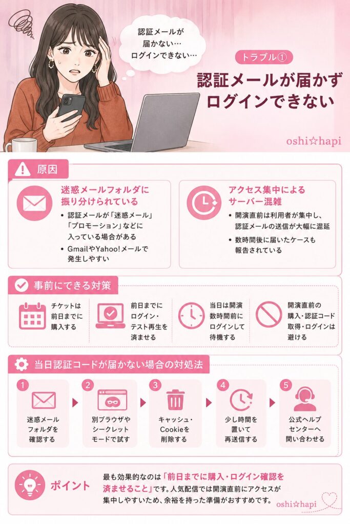 トラブル① 認証メールが届かずログインできない